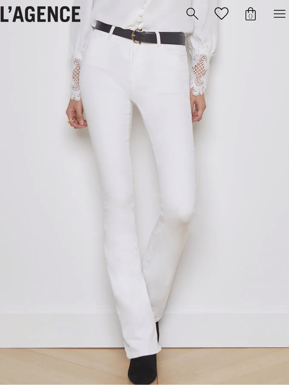 L'AGENCE High Rise Bootcut Jeans White Size 23 DESIGNER $255 Soft Stretch Denim